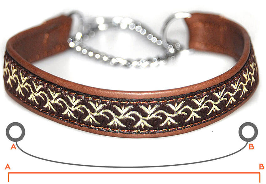 Martingale collar size guide from Dog Moda